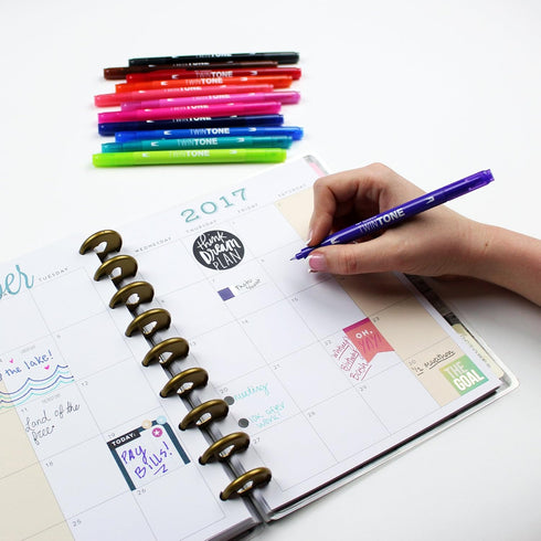 Tombow 61500 Twintone Marker Set, Bright, 12-Pack. Double-Sided Markers for Bold and Precise Writing...