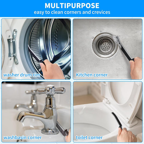 4TH Multi-Purpose Hard Bristle Crevice Cleaning Brush -Deep Reach Gap Cleaning Tool for Household Use -Versatile, Durable, Thin Brush to Clean Tig...
