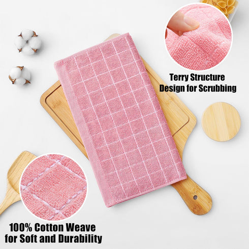 Homaxy 100% Cotton Terry Kitchen Dish Cloths, Ultra Soft and Absorbent Dish Towels for Kitchen, Suitable for Drying and Washing Dishes, 6 Pack, 12...