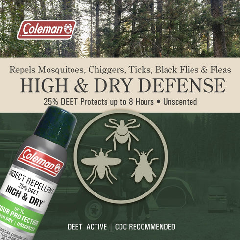 Coleman Insect Repellent Spray - 25% DEET Dry Formula Insect Repellent Spray protects against ticks, mosquitoes, chiggers, gnats, fleas and flies,...