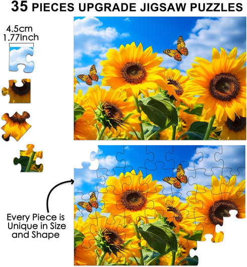4 Pack (2 x 16 & 2 x 35)Large Piece Puzzles for Seniors, 4 Style Dementia Puzzles for Elderly, Jigsaw Puzzles Gift for Dementia Alzheimer's Produc...