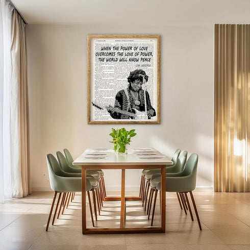 Posterizer 1 pcs-Graffiti Jimi Hendrix Quote-Power of Love-Musical Art Collection-Urban Art- decor for Bedroom, Office, Living Room - unframed wal...
