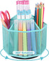 POPRUN Teal Desk Organizer, Desk Supplies and Accessories Organization,Spinning Pen/Pencil Organizer for Desk cute,Rotating Pen/Pencil Holder, for...