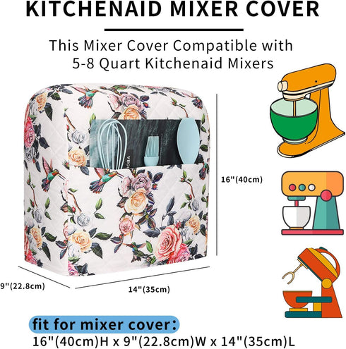 KitchenAid Mixer Cover with Pockets, Fits 5-8 Quart KitchenAid Mixers...
