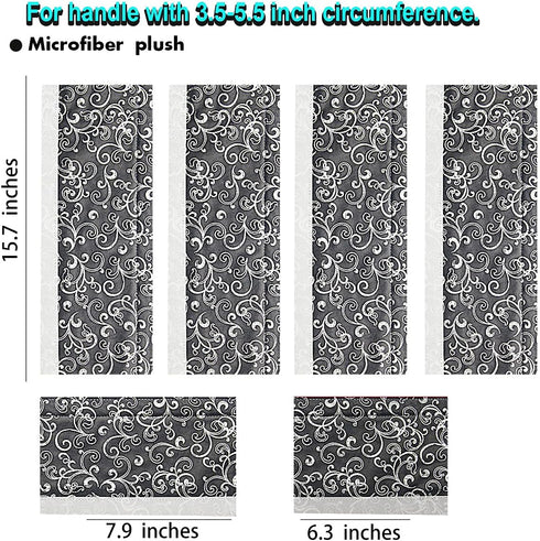 Volecy Refrigerator Door Handle Covers, Set of 6 Washable Cloth Decor Keep Appliance Clean for Fridge Microwave Stove Bathroom Catch All Stains Dust Dirty Fingerprint(Printed Grey Velvet)