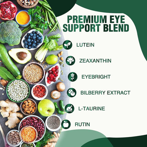 Eye Vitamin & Mineral Supplement with Lutein, Zeaxanthin, Bilberry & Zinc, Supports Eye Strain, Vision Health for Adults with Vitamins C & E, Non-...