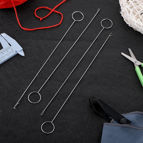 4 PCS Loop Turner Tool for Silicone Beads Loop Turner Needle Hook with Latch Tongue Crochet Tool Sewing Loop Turner Hook for Fabric Tube Straps Be...