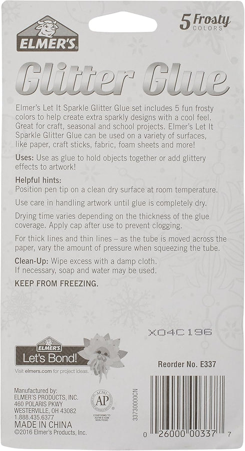 Elmer's Washable Glitter Glue, Frosty Colors, 5 Sticks, Great for Making Slime...