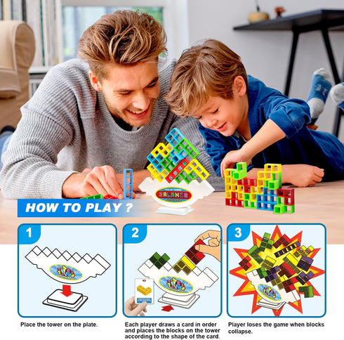 Tetra Tower Games Balance Stacking Blocks Game, 32 Pcs Board Games for Kids & Adult,2 Players+ Family Games, Parties, Travel, Team Building Blocks...