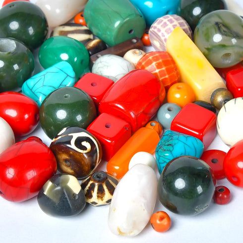 1/2 LB Bag of Assorted Resin Beads for Jewelry Making, Bracelets and Necklaces, Crafting Beads Supplies Kit, Large & Small Beads...