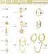 IRONBOX 12Pairs 14K Gold Plated Huggie Hoop Studs Earrings Set for Women Small Dainty Minimalist Chain Earrings Cartilage CZ Ball Earrings Sets fo...