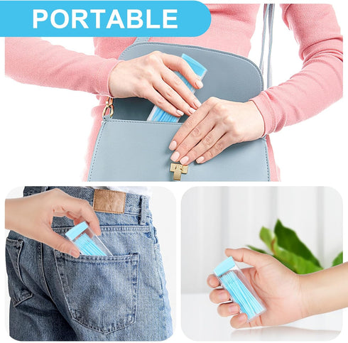 200Pcs Double Head 50pcs/Box Plastic Toothpick Double-Head Dental Toothpicks, Dental Floss Interdental Toothpick Brush Teeth Stick...
