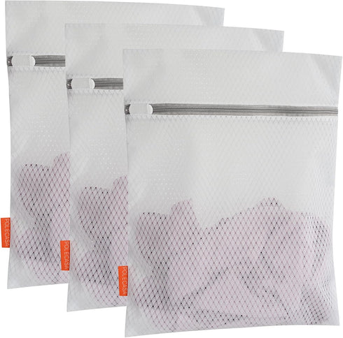 Polecasa Premium Soft 125g Diamond Mesh Laundry Bags with Sturdy Zipper for Delicates – 3 Pack Medium Durable Laundry Wash Bags - Protect Clothes ...