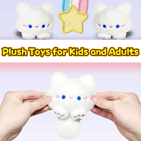 White Cat Stuffed Animals, Kawaii Cat Plushies for Girls and Boys, Soft Cats Mini Plush Toy Key Chains, Fun Cuddly Plush Toys for Kids, Stuffed An...