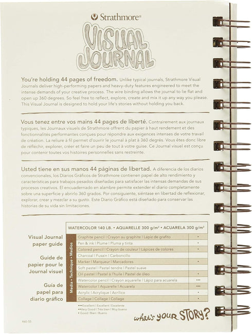 Strathmore 460-55 400 Series Visual Watercolor Journal, 140 LB Cold Press, 5.5"x8", 22 Sheets , White...
