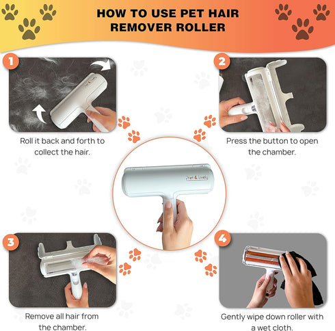 Pret & Lively Pet Hair Remover Roller, Dog and Cat Fur Remover, Furniture, Reusable, Carpets, Clothing, Car, Couch, Home...