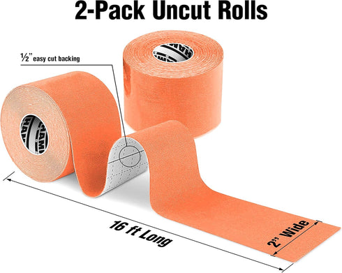 Hampton Adams | As Seen on Shark Tank | Elastic Kinesiology Tape (2-Pack) | Uncut Athletic Tape Supports & Protects Muscles Knees Shoulders & Plan...