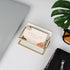 Hipiwe Glass Business Card Holder for Desk, Golden Metal Frame Business Card Display Stand for Office Reception Exhibition Meeting Desktop Organiz...