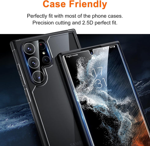 UniqueMe [ 2+3 Pack Compatible with Samsung Galaxy S22 Ultra Screen Protector, 5G 6.8 inch Flexible TPU, 3 Pack Camera Lens Protector [Support Fin...