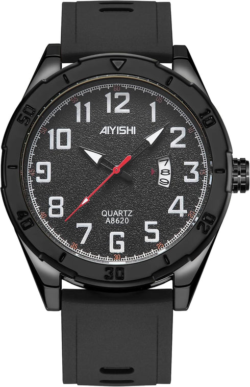Analog Wrist Watches for Mens,Quartz Calendar Casual Stylish Business Sport Military Waterproof Rubber Silicone Band Watch...