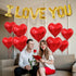 KatchOn I Love You Balloons Set - 18 Inch, Pack of 18 | Foil Red Heart Balloons for Valentine's Day Decorations...