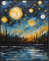 Posterizer 1 pcs- starry night inspired landscapes-nature-oil painting style 1-Landscape & Nature Art-Floral Botanical Art- Decor for Home & Offic...