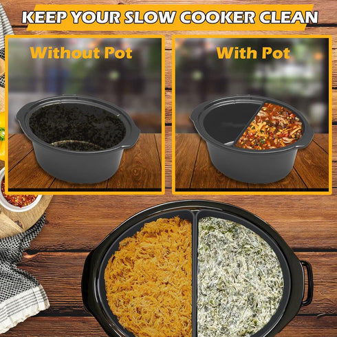 6 Quart Silicone Slow Cooker Divider Liners Oval. Thickened, Weighted & Sturdy Reusable Crockpot Inserts Compatible With Most 6 Qt Crock Pot Slow ...
