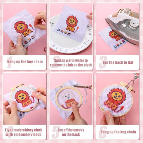 Juinte 10 Pack Stamped Cross Stitch Beginners Kits for Kids Embroidery Starter Cross Kit with Woodland Animal Patterns DIY Needlepoint Sewing Set ...