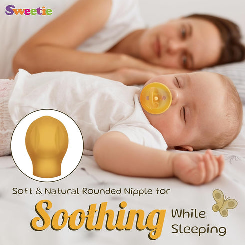 SWEETIE Rubber Pacifier Natural Rubber Pacifier Rounded 1 Count Original Natural Rubber Pacifier (0-6 Small)...