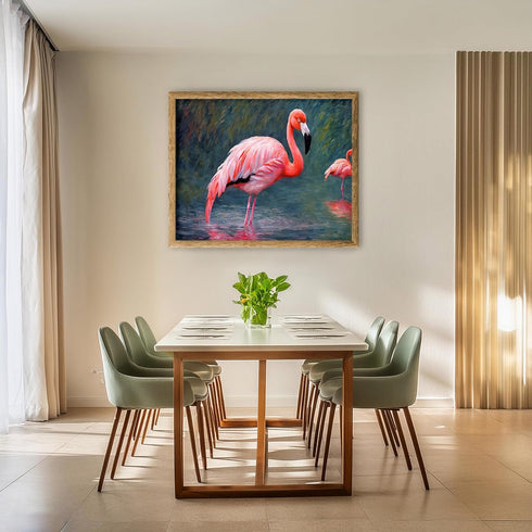 Posterizer 1 pcs- beautiful flamingos in the water-Art for Animal Lovers-Landscape & Nature Art- Living Room Bedroom Decor- unframed wall art...