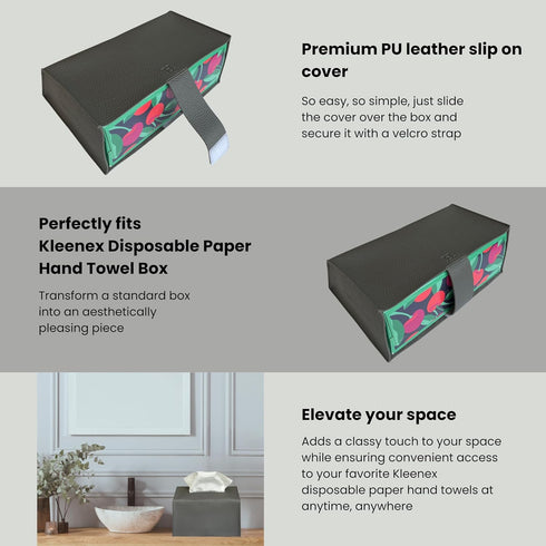 Hirano's BAZAAR Aesthetic Vegan Leather Cover for Disposable Paper Hand Towel Box, Compatible with Kleenex Paper Hand Towels (Bone)...