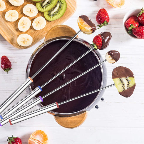 15pcs 9.6 Inch Fondue Sticks Stainless Steel Forks with Heat Resistant Handle for Roast Meat Chocolate Dessert Cheese Marshmallows...