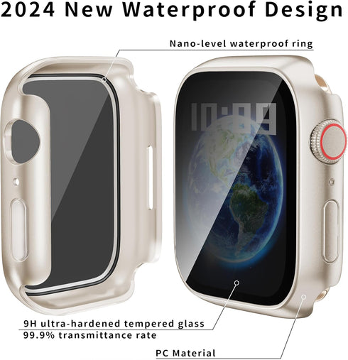 Waterproof Privacy Case Compatible with Apple Watch Series 6/5/4/SE2/SE 44mm with Anti-peep Screen Protector, iWatch Face Cover Protective Bumper ...