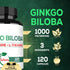 1000mg Ginkgo Biloba Supplements with L-Tyrosine, L-Theanine - 120 Capsules for 2-Month Supply - Support Focus, Mermory Function, Brain Health & V...