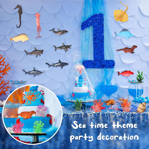 26 Pcs Ocean Animals Figurines Toys Plastic Sea Creatures Diorama Project Playset Ocean Habitat Project Supplies with Coral Reef Kit for Kids Todd...