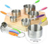 New Version! 11 Piece Measuring Cups And Spoons Set by Laxinis World | Sturdy Stainless Steel Stackable 6 Cups and 5 Spoons with Soft Silicone Han...