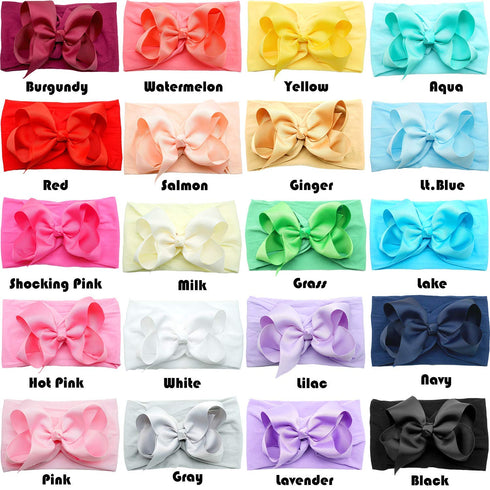 Yxiang 20PCS Baby Girl Bows Headbands, 4" Infant Bows Headbands Super Elastics Nylon Hairbands Cute Handmade Ribbon Bows for Babies Newborn Toddle...