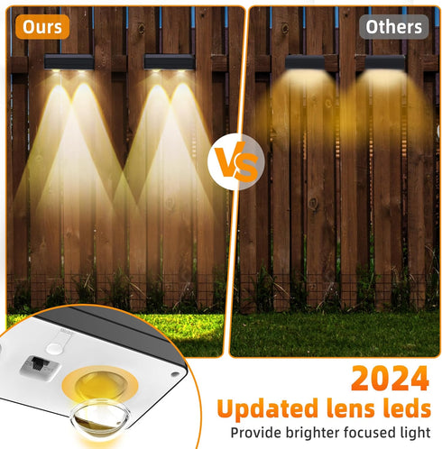 Warm White Solar Fence Lights Outdoor Waterproof Led,Step Lights Solar Powered Fence Light for Wall,Fence,Yard,Pool,Stairs. (4 * 1.68 * 1.57in-2)...