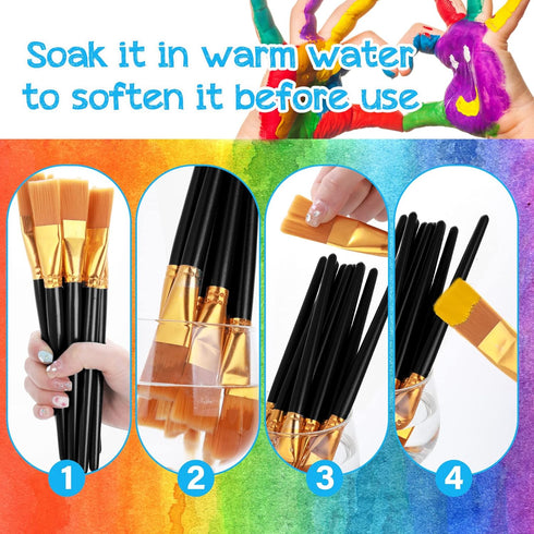 10 Pcs Flat Paint Brushes for Acrylic Painting, 1 Inch Nylon Paint Brushes Artist Painting Brushes Professional Paint Brush Set for Acrylic Waterc...