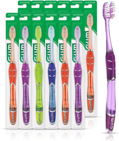 GUM Technique Deep Clean Toothbrush - Compact Soft - Soft Toothbrushes for Adults with Sensitive Gums - Extra Fine Bristles, 1ct (12pk)...