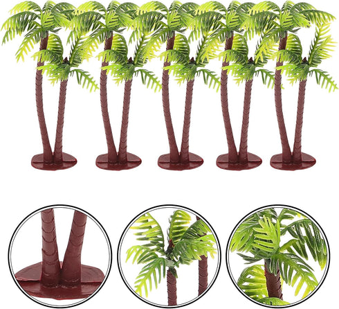 Amosfun 5Pcs Plastic Coconut Palm Model Trees Artificial Trees Miniature Plant for Cake Decorations Pots Bonsai Craft Micro Landscape DIY Decor...