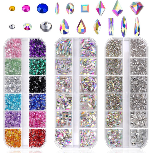 Anezus 4728Pcs Nail Gems with Crystals Rhinestones Jewls Pickup Tool Pen for Nails, Nail Art Supplies Diamond Stones for Nails Decoration Makeup C...