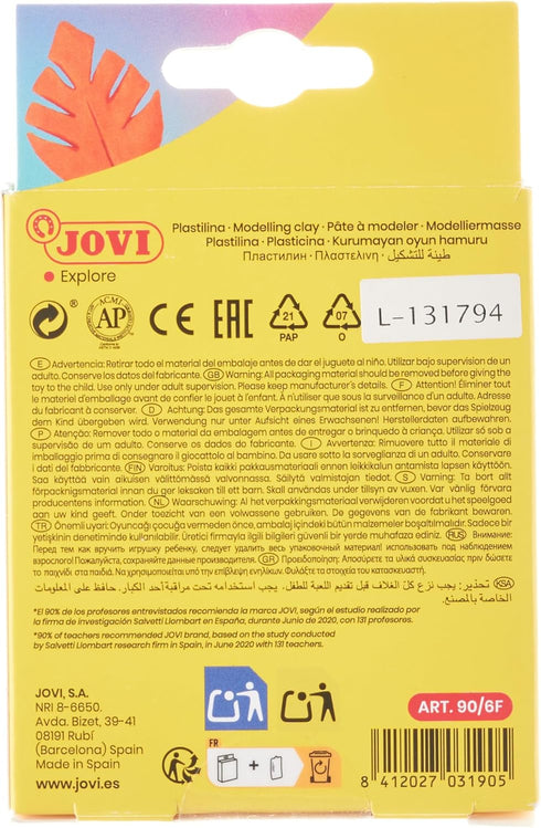 Jovi Plastilina Reusable and Non-Drying Modeling Clay; Neon Colors, 0.50 Oz. Bars, Set of 6, Perfect for Arts and Crafts Projects...