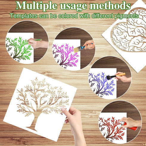 16Pcs 6 x 6 Inch Tree of Life Stencil, Reusable Stencils for Painting on Wood Decoration Painting Templates for Wall Floor DIY Decorations Christm...
