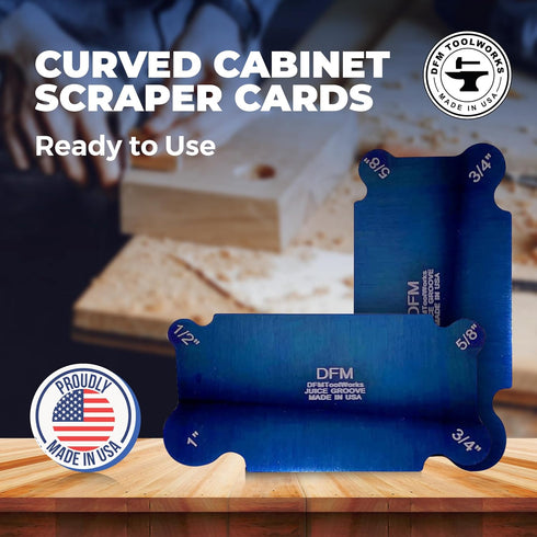 Curved Cabinet Scraper Cards - Precision Cabinet Scraper for Woodworking, Multi-Use Woodworking Tools, Wood Finishers, Quality Card Scraping Tool,...