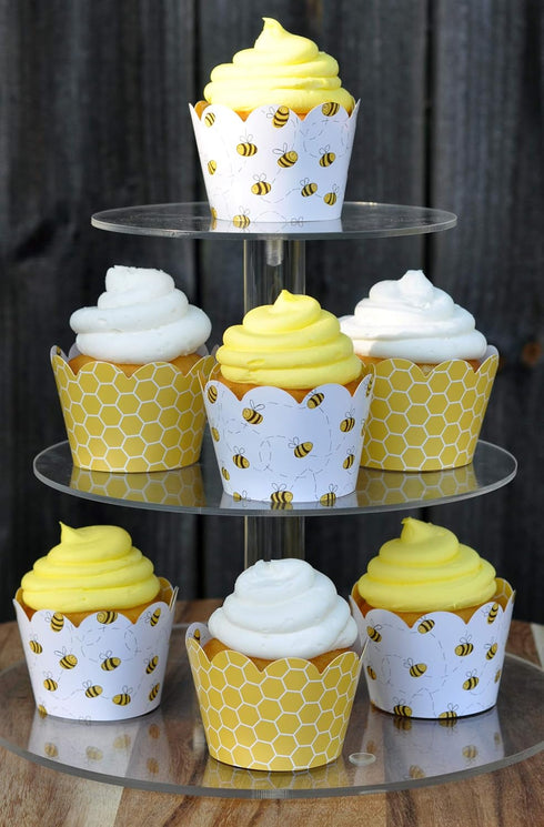 Honey Bee Cupcake Wrappers for Gender Reveal, Birthday Parties, Bridal Showers, Baby Showers, or Backyard Summer gatherings. Set of 24 Honey Bee S...