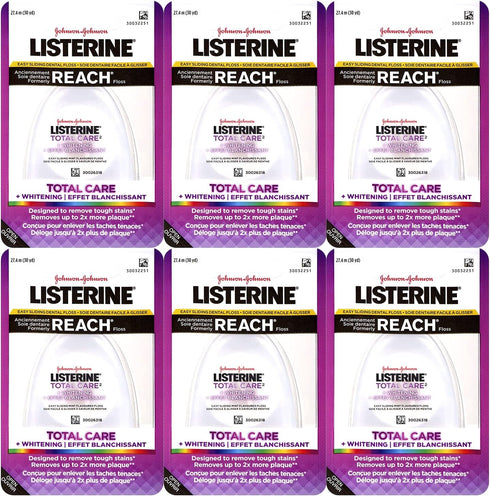 Listerine Total Care Whitening Dental Floss, 30 Yards (Pack of 6)...