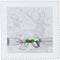 3dRose qs_62828_1 Reindeer in White with Silver Bow and Holly Etched Look Can Not be Felt to The Touch-Quilt Square, 10 by 10-Inch...