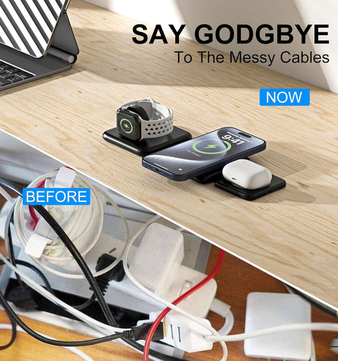 3 in 1 Mag-Safe Charging Station for Apple Device 20W Fast Charging Wireless Charger for iPhone 15/14/13/12/11 Series and AirPods 3/2/Pro 2/Pro,iW...