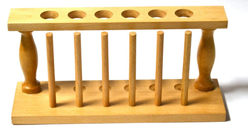 EISCO Premium Test Tube Rack, (6) 25mm Holes and (6) Pins - Solid Wood - 9.4" Long, 3.75" Tall...